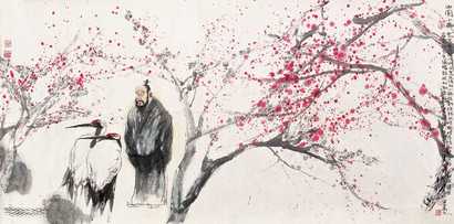 李乃宙 壬午（2002年）作 山园小梅 镜心